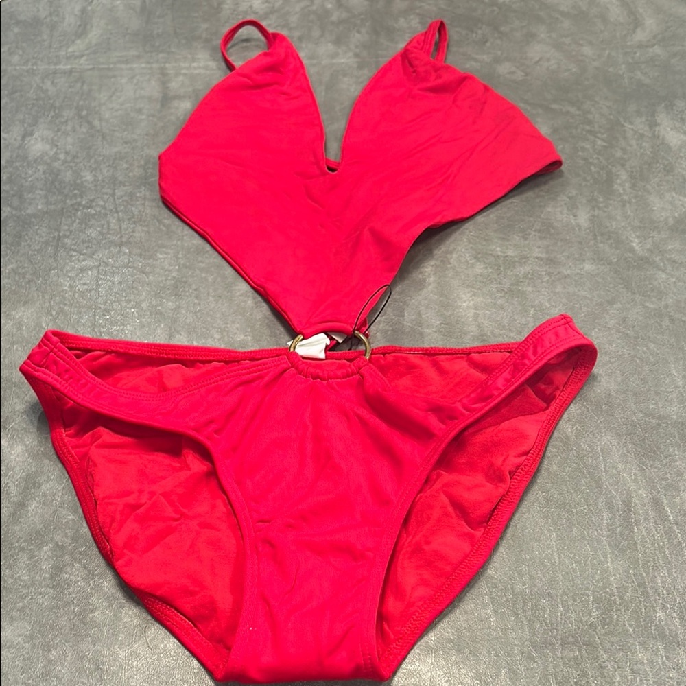 So De Mel Red Cut Out One Piece Swimsuit